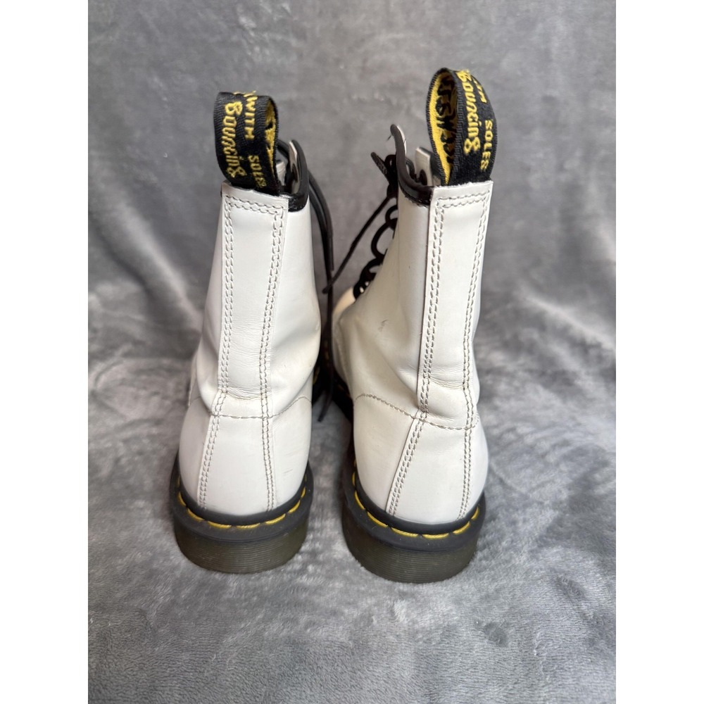 Dr. Martens Boots Womens Size 8 White 1460‎ Leather Ankle Combat Lace Up Docs - Picture 7 of 15